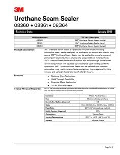3M Urethane Seam Sealer, 08361, Gray Color, High Solids, Permanently Flexible, 310 Ml/10.5 Fl Oz Foil Pack