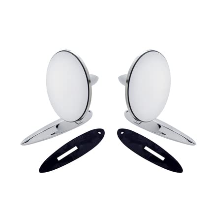 United Pacific 110745 Stainless Steel Exterior Mirror Bundle Set For 1955-57 Chevy Passenger Car, Hardware & Gasket Included - O
