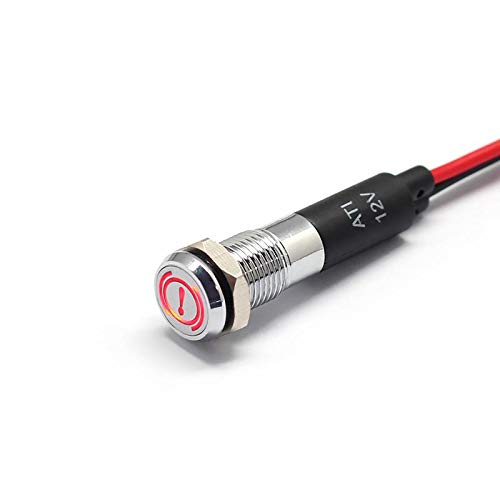 Alpinetech PL8MS 8mm 5/16 12V LED Metal Signal Indicator Pilot Dash Light with Symbols (Handbrake Warning)