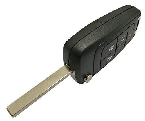 Key Fob Case Shell Fit For Gmc Chevrolet Chevy Equinox Sonic Trax Terrain 4 Buttons Replacement Flip Folding Smart Car Key Fob Cover With Uncut Blade Blank (4 Buttons Key Fob Shell)