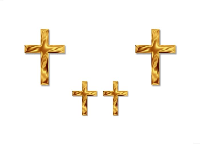 4 Religious Symbol Holy Cross Gold Vinyl Sticker Set Jesus Christian Bible Cross Vehicle Fish Religion Decals Stickers (4 Decal 