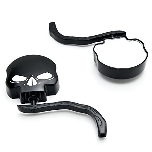 Smt-Skull Flame Black Side Mirrors Compatible With Harley Road King Electra Street Glide Ultra [B00Rudy8Ia]