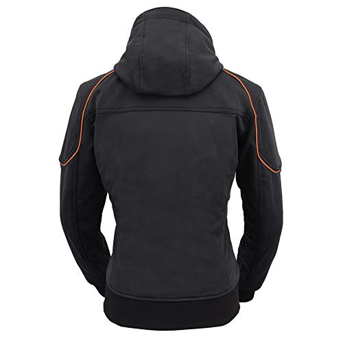 Milwaukee Leather Mpl2764 Women'S Black Soft Shell Armored Motorcycle Racing Style Jacket With Hoodie - Medium