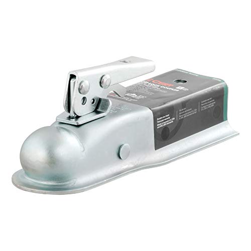 Curt 25135 Straight Tongue Trailer Coupler For 2-1/2-Inch Channel, 2-In Hitch Ball, 3,500 Lbs, Clear Zinc