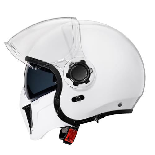 Triangle Open Face Motorcycle Helmet Half For Men And Women Cruiser Scooter Street Bike Dot Approved (Xx-Large, White)