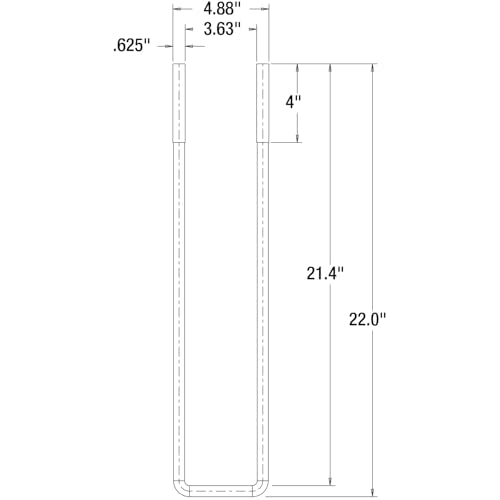 Buyers Products Ub623522 22'' Square Bend U-Bolt Kit, 4 Complete U Bolt Kits, 5/8'' Bolt, 1/2'' X 4 1/4'' Tie Bars, Grade 5 Equi