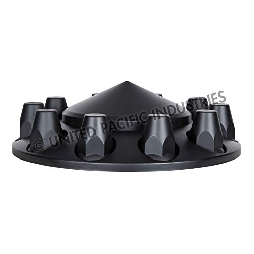 United Pacific 10339 Axle Hub Cover, Front, Matte Black, Pointed, With 33Mm Thread-On Nut Cover