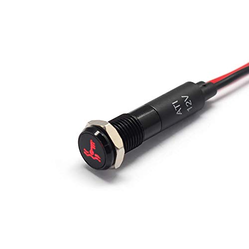 Alpinetech PLB8MS 8mm 5/16 12V LED Metal Signal Indicator Pilot Dash Light Black Bezel with Symbols (Temperature Warning)