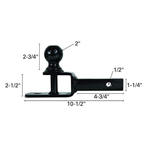 Extreme Max 5001.1379 3-In-1 Atv Ball Mount With 2'' Ball - 1-1/4'' Solid Shank