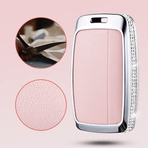 Ruabiban For Land R0Ver Key Fob Cover With Keychain, Pink Key Case Protection Shell Compatible With Range Rover Evoque Sport Vel