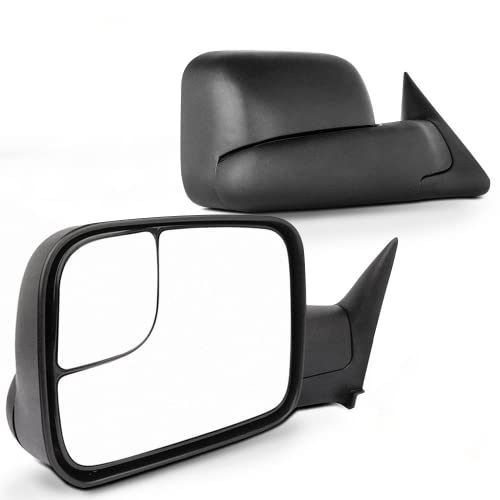 SCITOO Driver and Passenger Manual Side Tow Mirrors 7x10 Flip-Up with Mounting Brackets Replacement fit for 1994-2001 for Dodge 