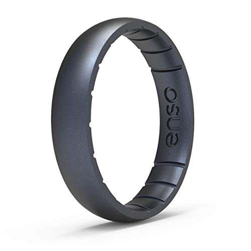 Enso Rings Thin Elements Silicone Ring Infused With Precious Elements - Stackable Wedding Engagement Band - 43Mm Wide, 175Mm Thi