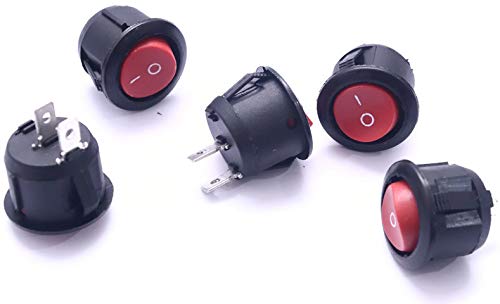 Electronic Spices Pack Of 10 Red Light Spst 2Pin On/Off Round Boat Rocker Switch Ac 6A 250V 10A 125V