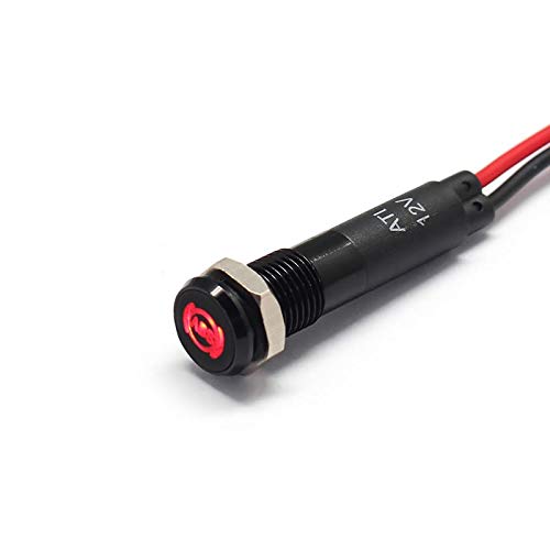 Alpinetech PLB8MS 8mm 5/16 12V LED Metal Signal Indicator Pilot Dash Light Black Bezel with Symbols (ABS)