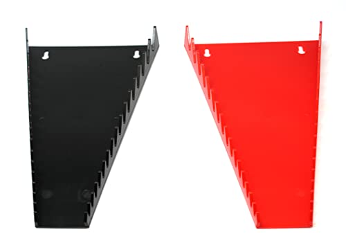 Jsp Manufacturing Red & Black 16 Tool Standard Wrench Holder Wrench Organizer 2 Pack  Storage Rack Tray Tool Holder
