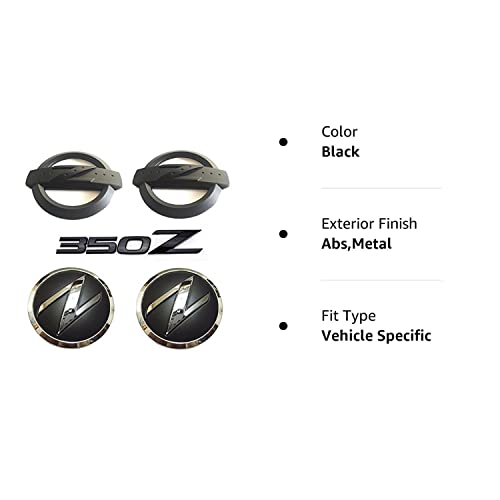 New REPLACEMENT Metal 350Z Badge Kits Car Body Front Rear Fender Black Emblems Badges Stickers for NISSAN 350Z Fairlady Z33 Embl