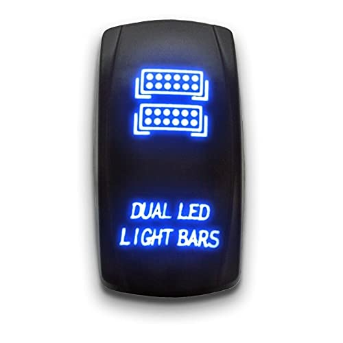 Dual Led Light Bars - Blue - Stark 5-Pin Laser Etched Led Rocker Switch Dual Light - 20A 12V On/Off