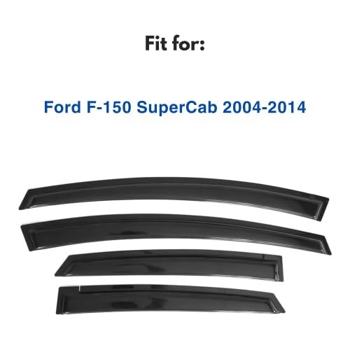 Ig Window Visor For 2004-2014 Ford F150 Supercab, Rain Guard Tape-On Sun Wind Side Vent Window Deflector, 2005 2006 2007 2008 20