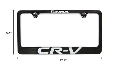 Honda CR-V Black Coated Zinc License Plate Frame Holder Wide Bottom engrave 2 Hole