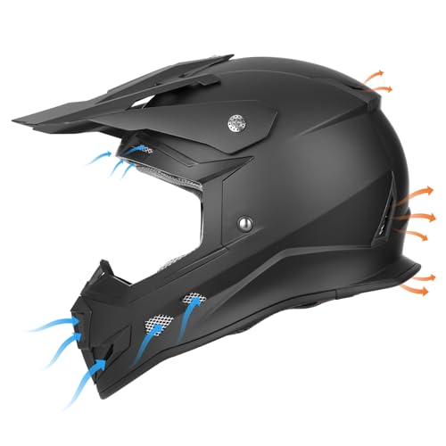 Glx Gx23 Dirt Bike/Motocross Helmet - Matte Black, Small - Dot Approved
