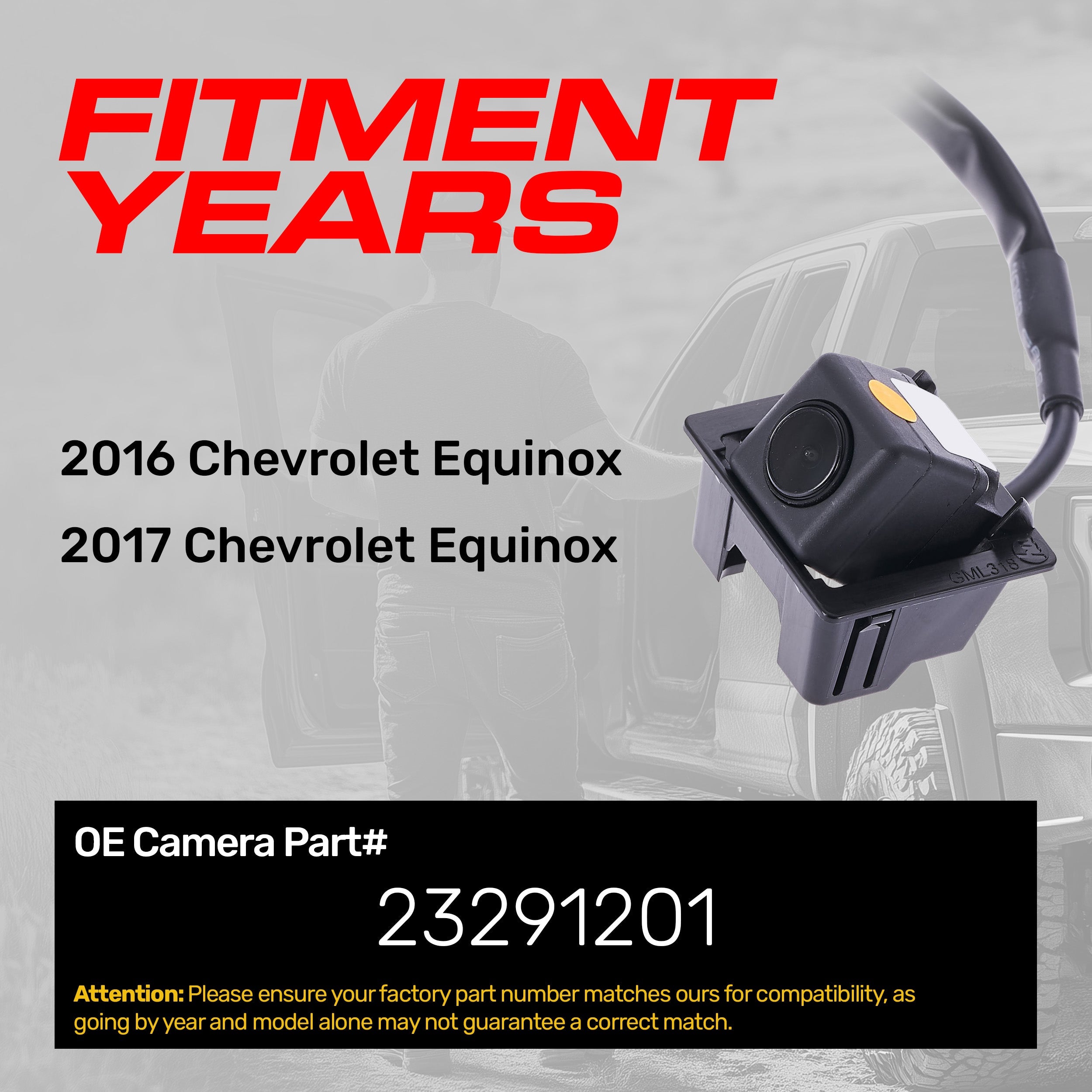 Chevrolet Equinox (2016-2017) OEM Replacement Backup Camera OE Part # 23291201