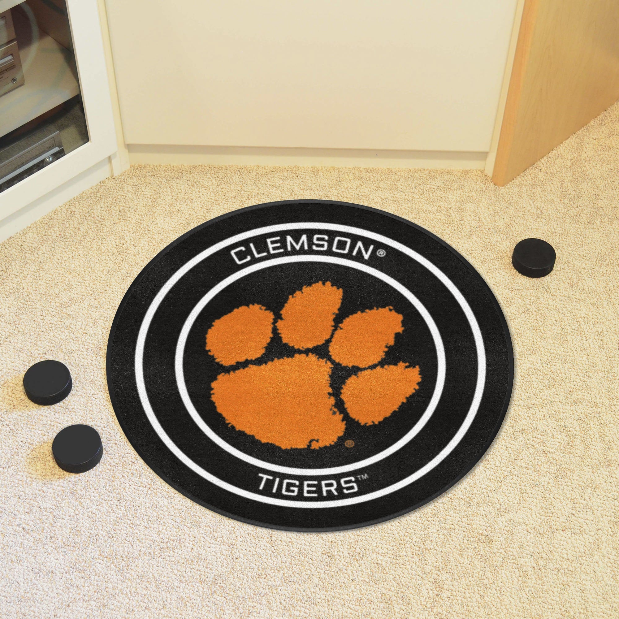 Clemson Hockey Puck Rug - 27In. Diameter
