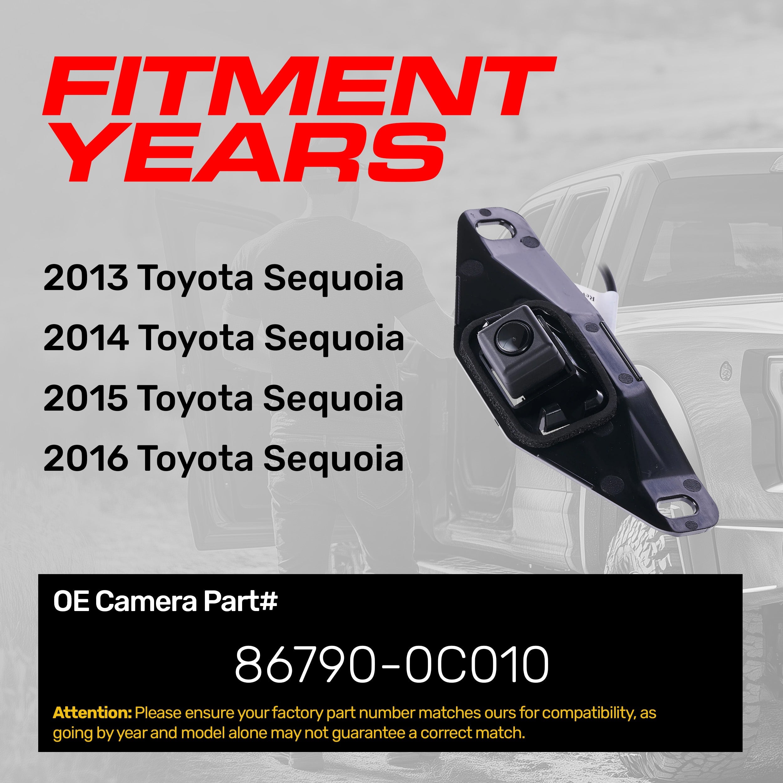 Toyota Sequoia (2013-2016) OEM Replacement Backup Camera OE Part # 86790-0C010