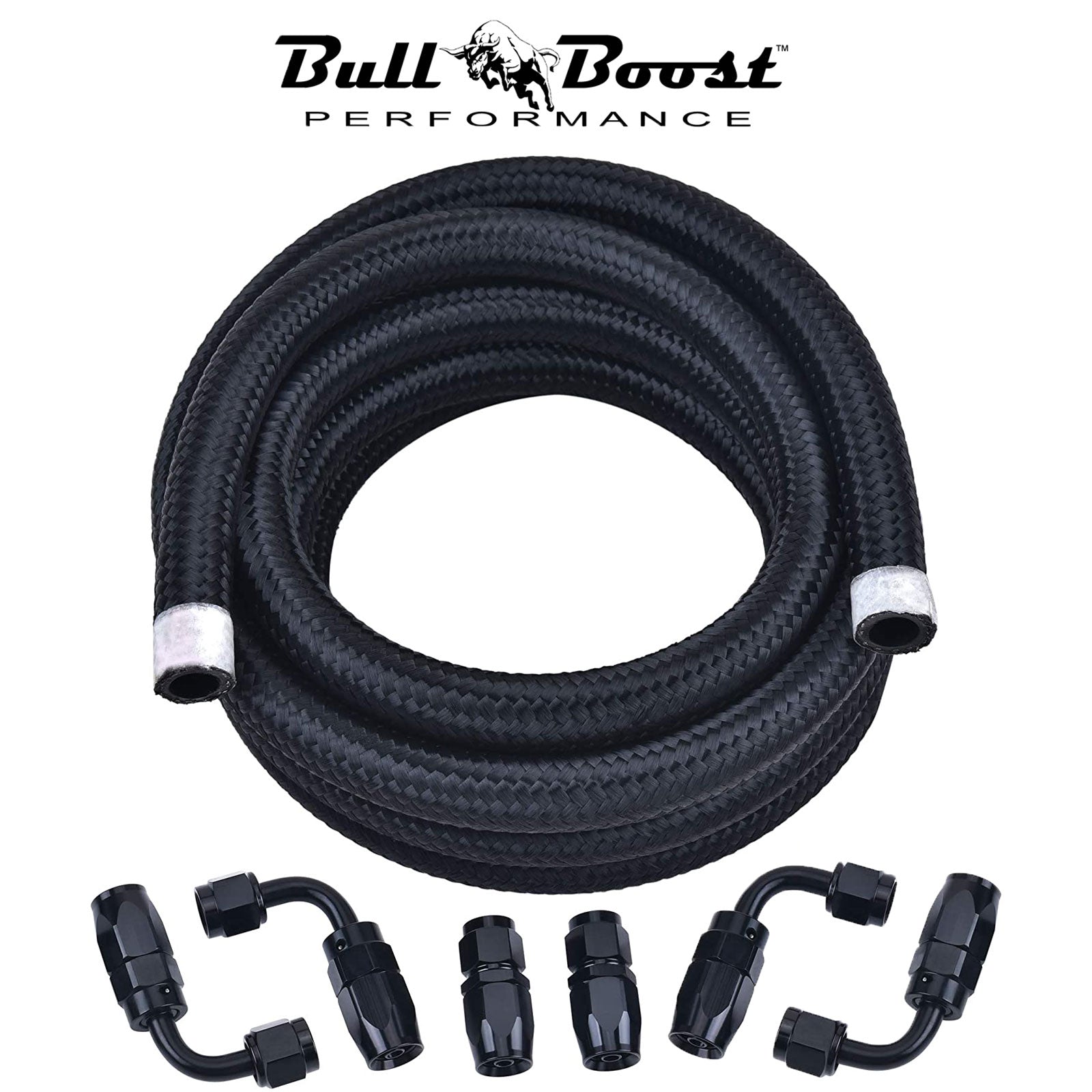 -6 AN Braided 3-8 Fuel Line Oil-Gas-Fuel Hose Line Aluminum Hose End Fitting Kit
