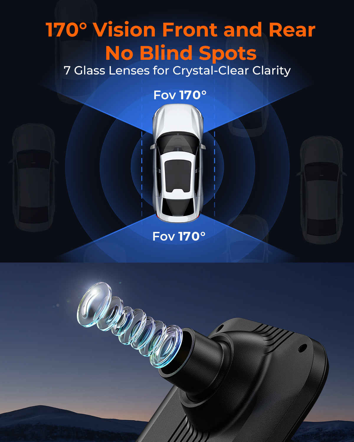 M4 2CH Mirror Dash Cam, 4K+2.5K, 12" IPS Touchscreen