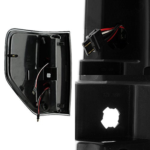 Akkon - For 2009-2014 Ford F150 F-Series Black Smoked Lens Dual C-Shape Led Tube Tail Brake Light Lamps