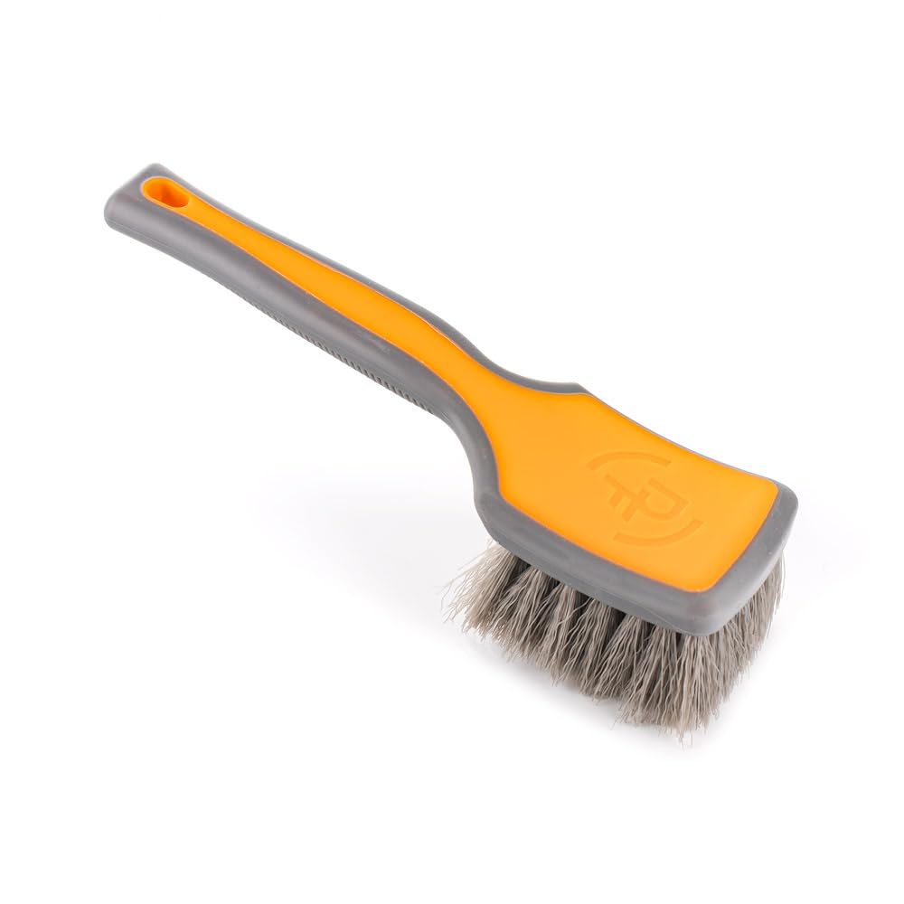 Detail Factory - Progrip Tire Brush - Ergonomic Progrip Handle, Stiff Synthetic Bristles, Ergonomic Design, Efficient Tire Brush