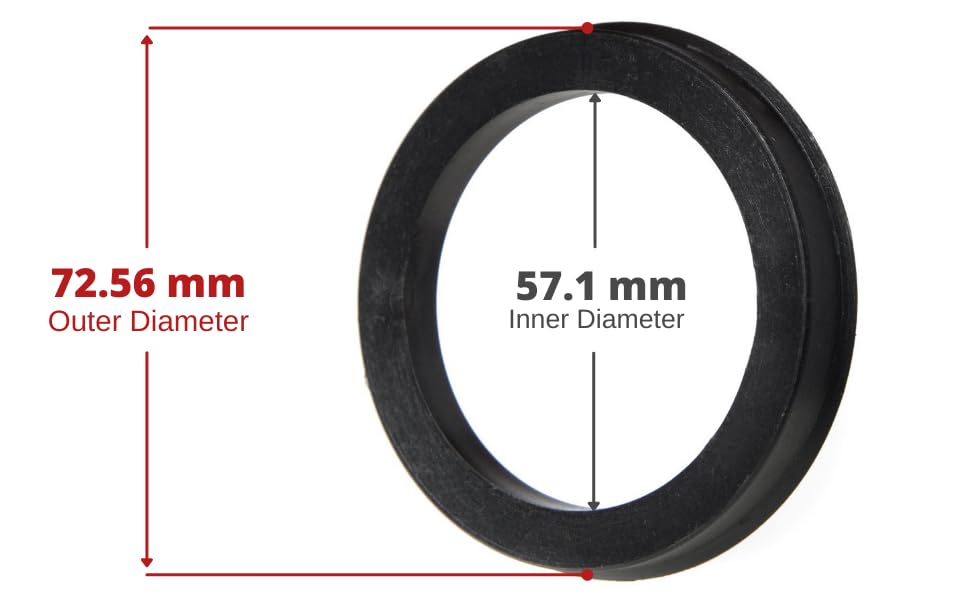 Circuit Performance 72.56Mm Od To 57.1Mm Id Black Plastic Polycarbonate Hub Centric Rings