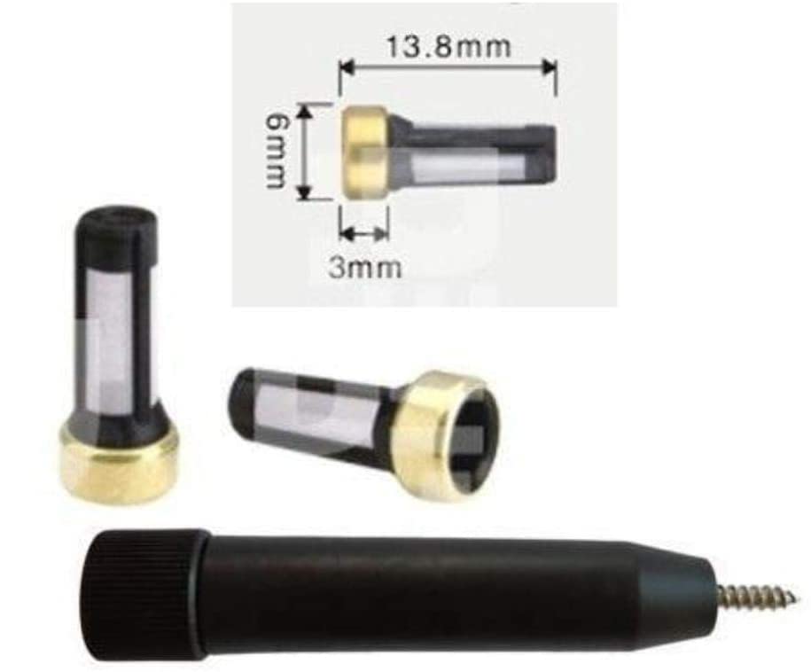 Fuel Injector Micro Filter Removal Tool Kit, with Optional Basket Screens (6mm    13.8mm) - [8] Filters + Extractor Tool - Fits 
