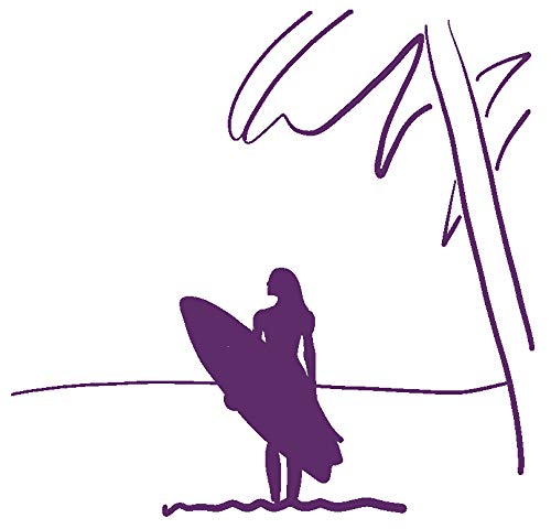 Surfer On The Beach Vinyl Decal - 5 Inches - For Cars, Trucks, Windows, Laptops, Tablets - Outdoor-Grade 2.5Mil Thick Vinyl - Vi