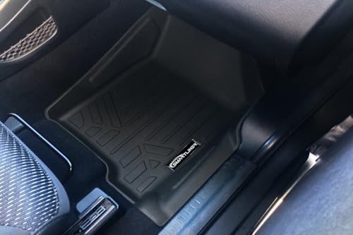 SMARTLINER Custom Fit Black 2 Row Floor Liner Set Compatible with 2017-2024 Ford F-250|F-350 Super Crew Cab with 1st Row Bench S