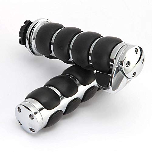 INNOGLOW Motorcycle Hand Grips 1' Universal Non-Slip Handgrips Handlebar Grips with Throttle Assist Chrome Black Aluminum Rubber for Harley Kawasiki Suzuki Cruisers