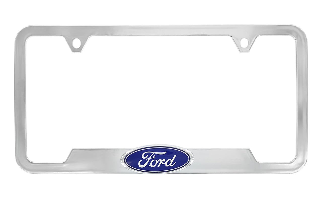 Ford Blue 3D Logo Emblem Chrome Plated Plastic License Plate Frame