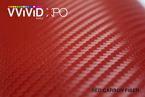 VViViD® XPO Red Carbon Fiber Wrap Vinyl Roll with Air Release Technology (1FT X 5FT)