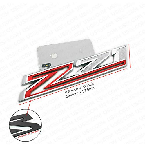 2X Large Size Z71 RH LH Side Fender Emblem Nameplate Badge Decal Replacement for 2019-2021 Chevy Silverado (Chrome Red)