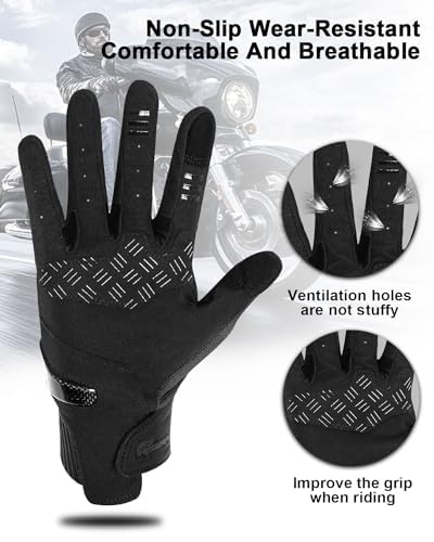 Rigwarl Latest Upgrade Biker Glove For Men And Women With Wear-Resistant Palm, Dirt Bike Gloves Comfortable Won 'T Scratch Hands