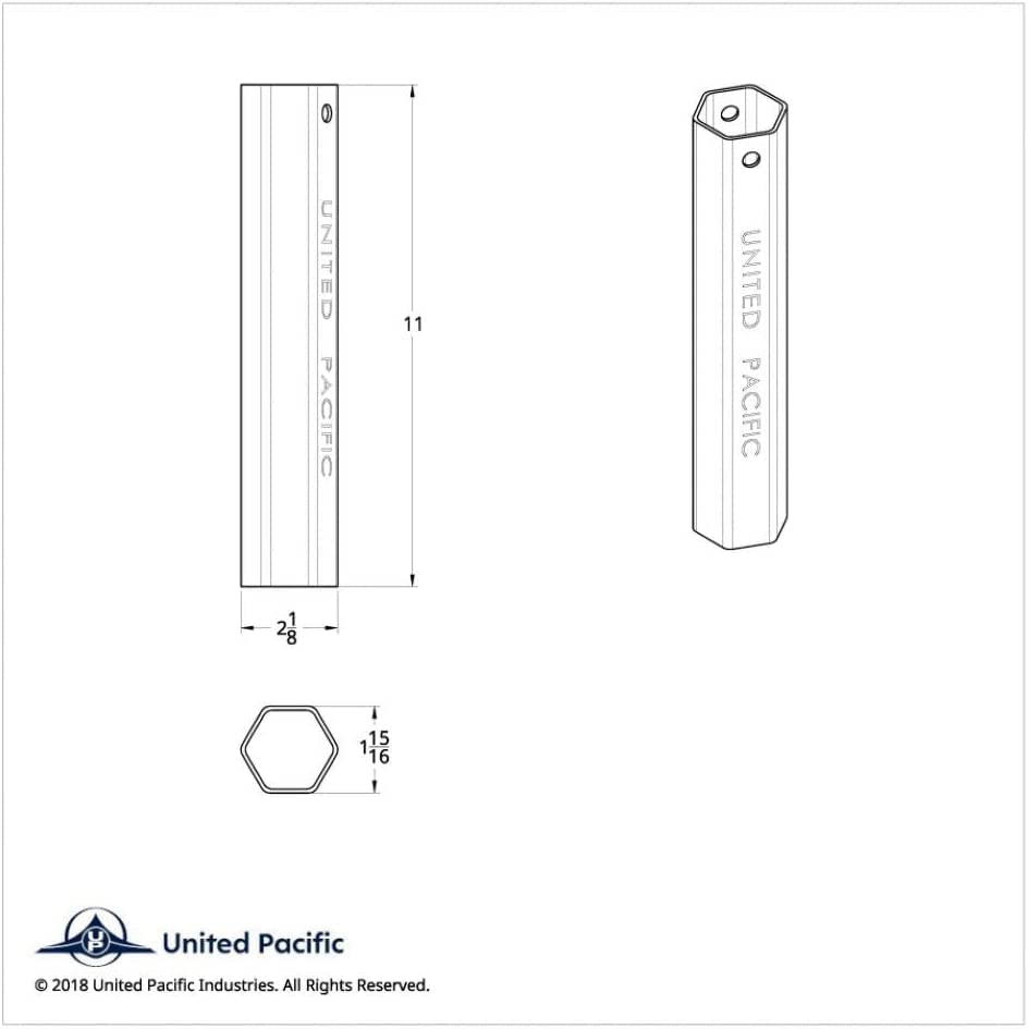 United Pacific 10259 11-inch Plastic Lug Nut Cover Socket for Plastic Lug Nuts, Easy Install & Removal of Plastic Lug Nut Covers, HEX Shape - 1 Unit