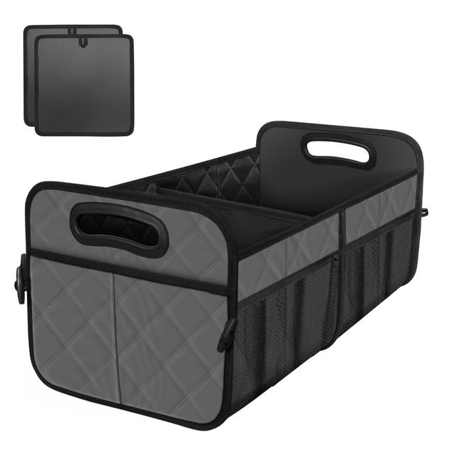 Deosk Collapsible Car Organizer with 6 Pockets, 50L Multi-Compartment Trunk Organizer - Grey