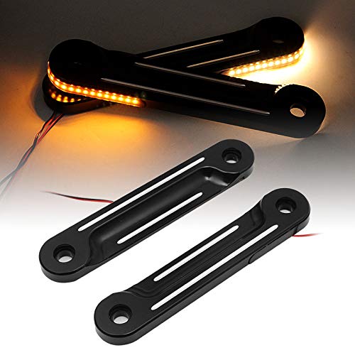 Hiyoyo Black Led Flush Fork Turn Signals Brackets For Harley Touring Electra Glide Street Glide 1998-2023