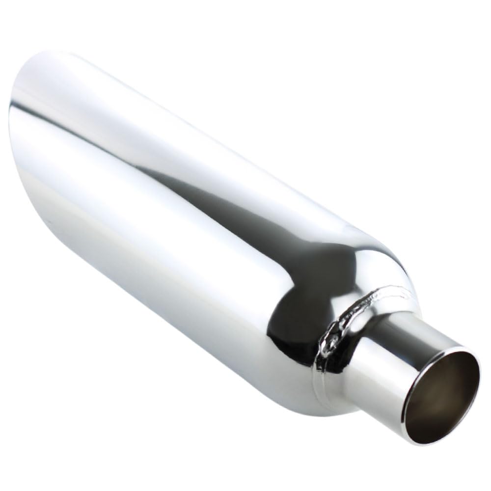 Northeastern Exhaust | Stainless Steel Exhaust Tip Universal Angle Cut 5 Inch Chrome Exhaust Tip (2.5' ID x 5' OD x 17' Long) | Automotive Replacement Part