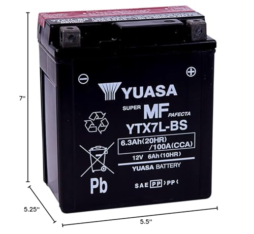 Yuasa YUAM327BS YTX7L-BS Maintenance Free AGM Battery with Acid pack