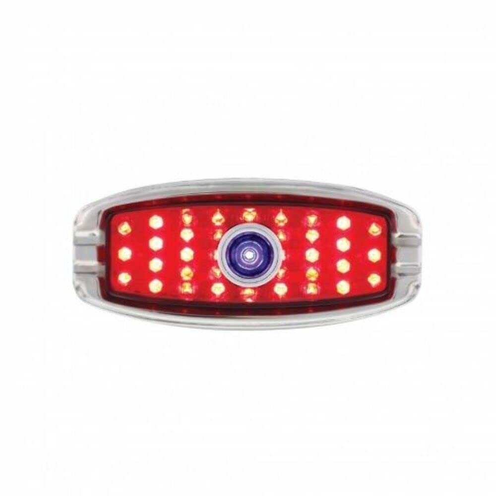 United Pacific Led Tail Light W/Blue Dot Flush Mount And Chrome Bezel - Compatible With Chevy Car 1941-48