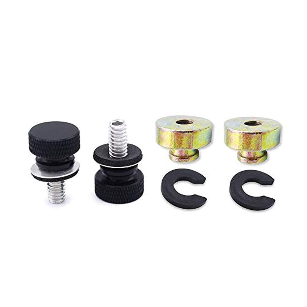 Weisen 1/4'-20 Fender Rear Seat Bolts,2 Pcs Screw And Nut Base Billet Hard Anodized Aluminum Compatible With Harley Touring Dyna Softail Sportster Fatbob Street Glide Road Glide 1986-2024 Black
