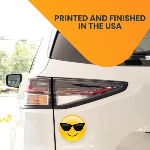 Magnet Me Up Sunglasses Cool Emoticon Emoji Magnet Decal - 5 Inch Round - Cute Self-Expression Decorative Magnetic Decal For Car