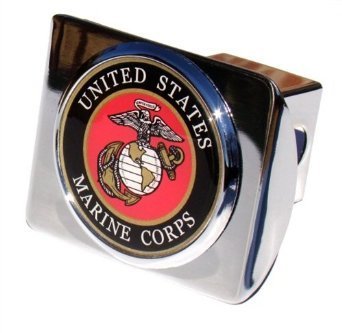 MVP Accessories US Marine Corps Seal Chrome Metal Trailer Hitch Cover with Metal Logo