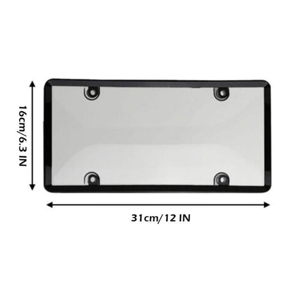 License Plate Cover, 2 Transparent License Plate Holders with 4-Hole Screws and Covers, US License Plate Shielding kit, Black